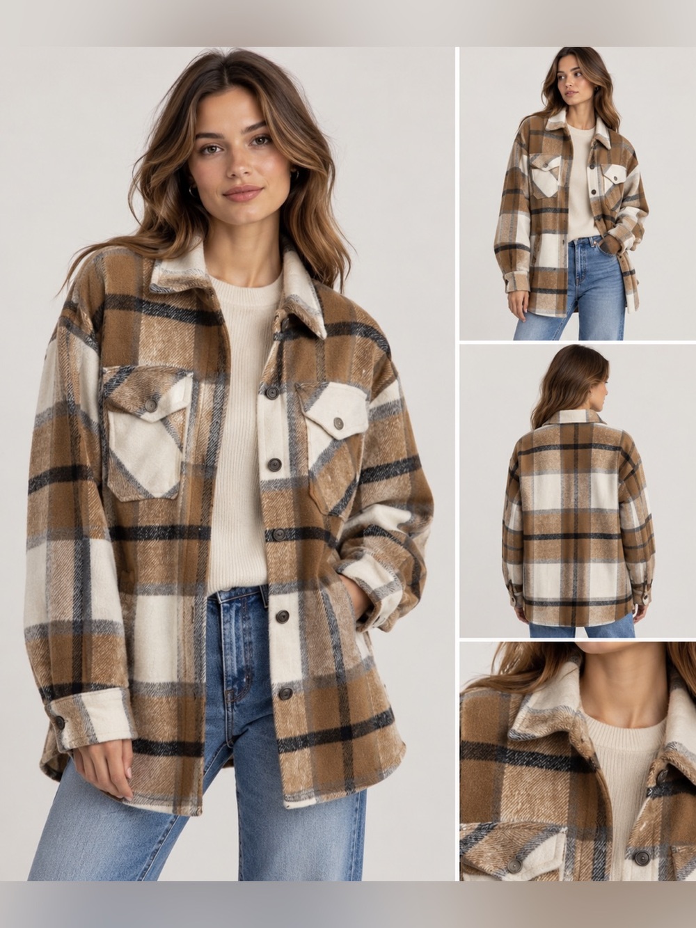 Plaid Button-Up Jacket